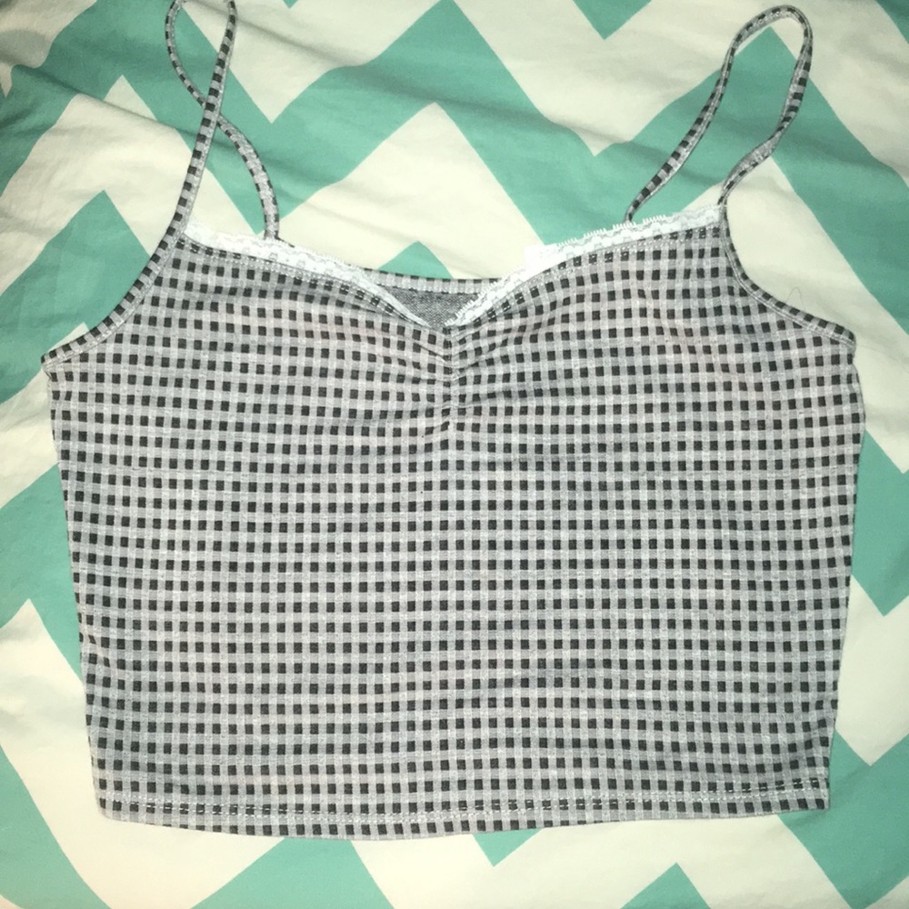 NWOT PACSUN PS BASICS CHECKERED CROP TANK TOP